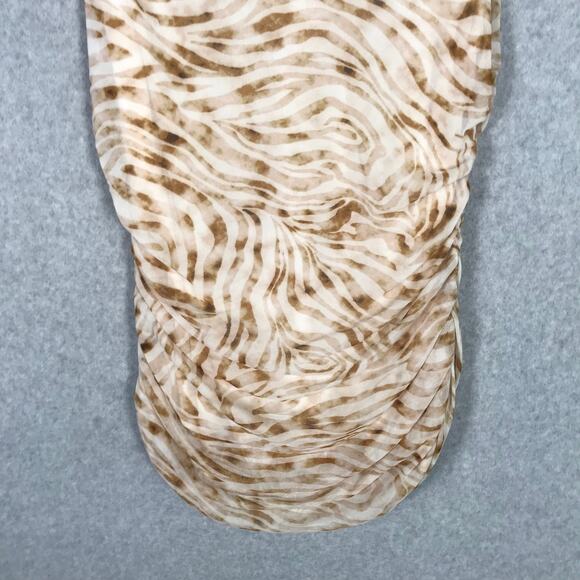 Jane Delancey Top Medium Tan Brown Tank Blouse Animal Mesh Strap Knot Ruched - Picture 3 of 8